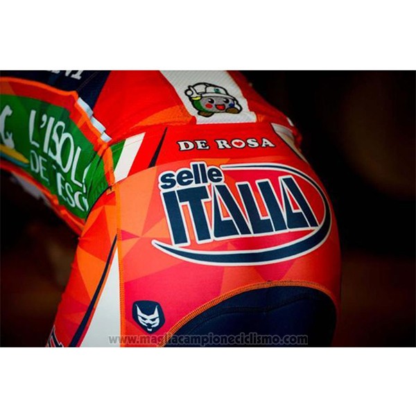 2017 Abbigliamento Ciclismo Vini Fantini Arancione Manica Corta Salopette
